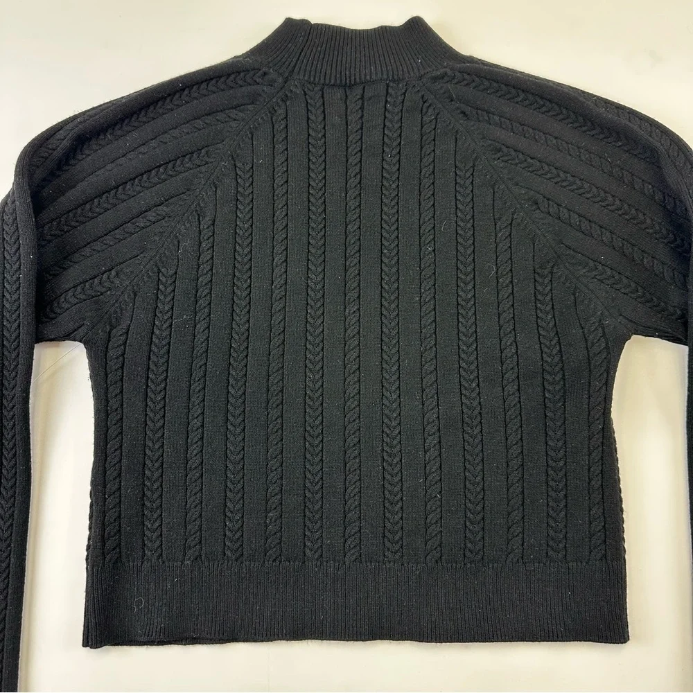 Aritzia Sunday Best cable knit mock neck crop sweater Large minimalist Classic - Picture 6 of 13